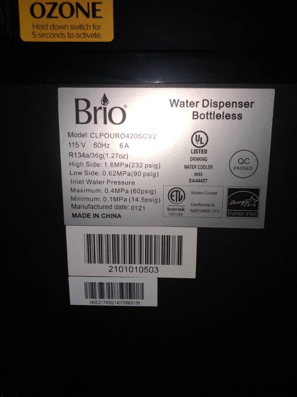 Photo 13 of BRIO Hot Cold and Room Temp Filtered Water Dispenser Cooler POU, Tri-Temp, Black and Brush Stainless Steel, Essential Series
