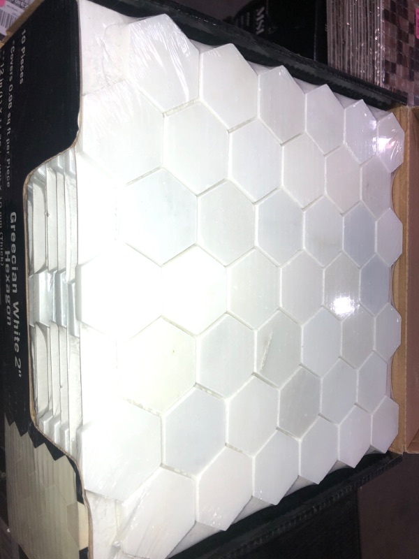 Photo 5 of 6 cases- MSI Greecian White Mini Hexagon 12 in. x 12 in. x 10 mm Polished Marble Mosaic Tile (10 sq. ft. / case)