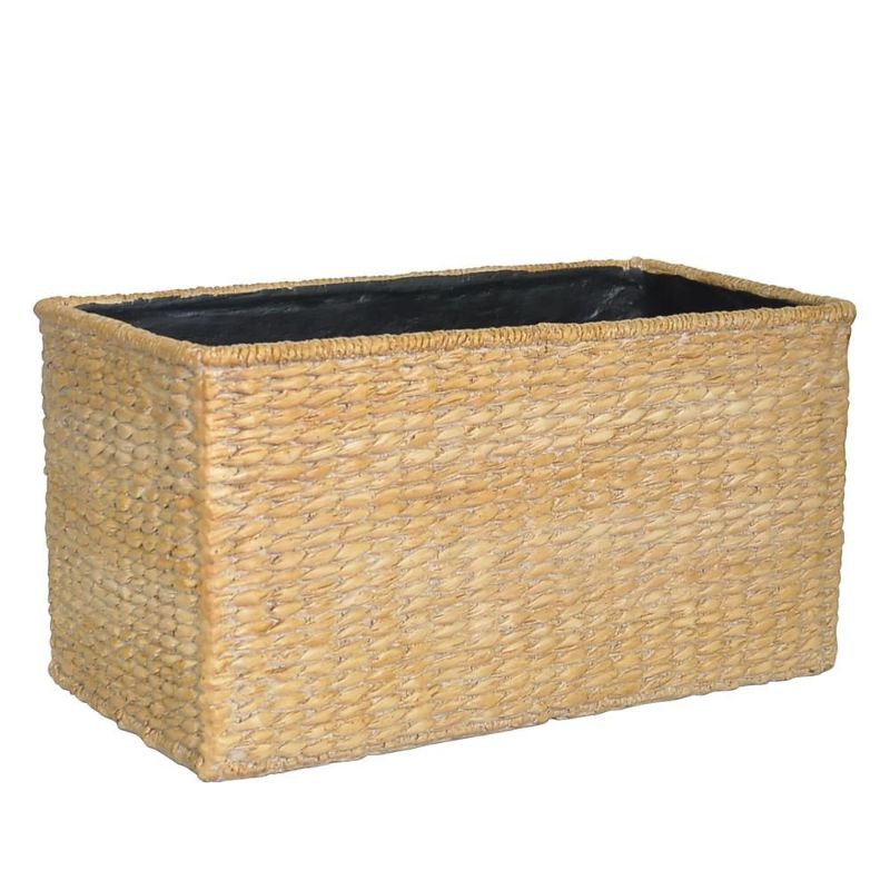 Photo 1 of 10.5 in. x 19.5 in. Beige Resin composite woven basket planter 