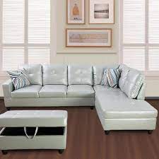 Photo 1 of  Home Living Left facing Faux Leather Sectional Sofa Set, SILVER GREEN SH9520A - 