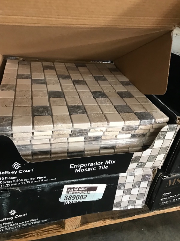 Photo 2 of 2 boxes of 10 Emperador Mix 11.625 in. x 11.625 in. Square Honed Cream/Brown Marble Wall and Floor Mosaic Tile (0.938 sq. ft./Each)