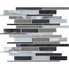 Photo 1 of 6 BOXES OF 10  MSI Cityscape Interlocking 12 in. x 12 in. x 8mm Glass and Metal Mesh-Mounted Mosaic Wall Tile