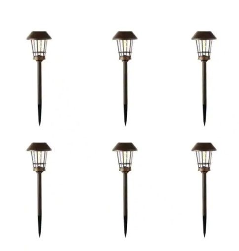 Photo 1 of 12 Lumens Solar Golden Bronze Spiral Filament LED Path Light (6-Pack)
