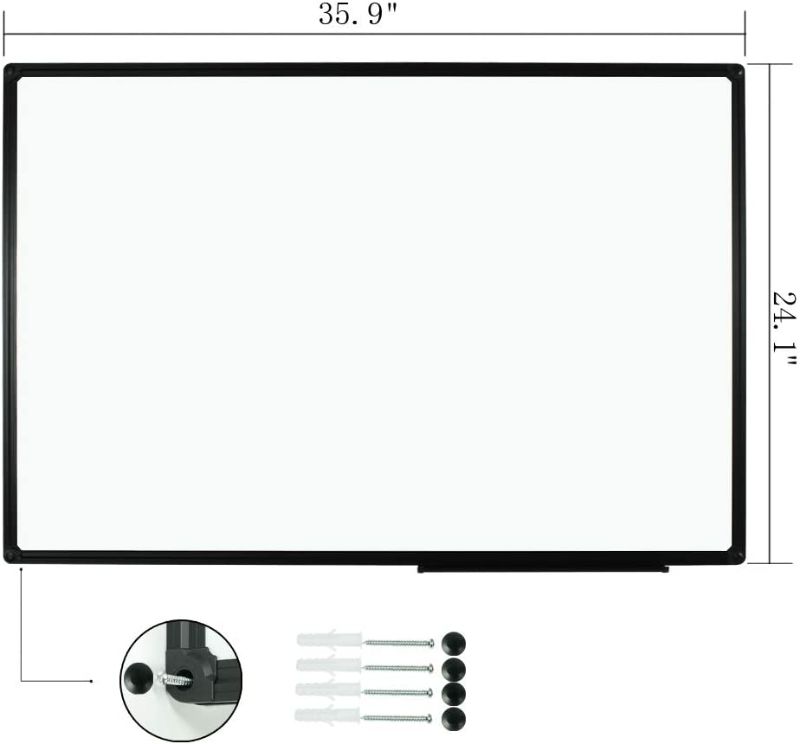 Photo 1 of SIMILAR TO STOCK PHOTO**JILoffice Magnetic Whiteboard / White Board, Dry Erase Board 36 x 24 Inch, Black Aluminum Frame Wall Mounted Board 