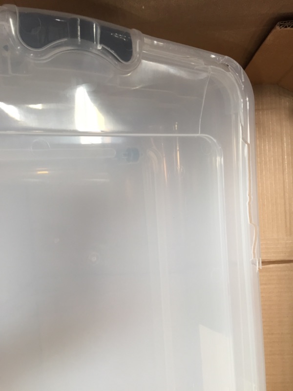 Photo 3 of **MINOR DAMAGE* Homz 60 qt. Latching Plastic Storage Container, Clear/Grey, Set of 2