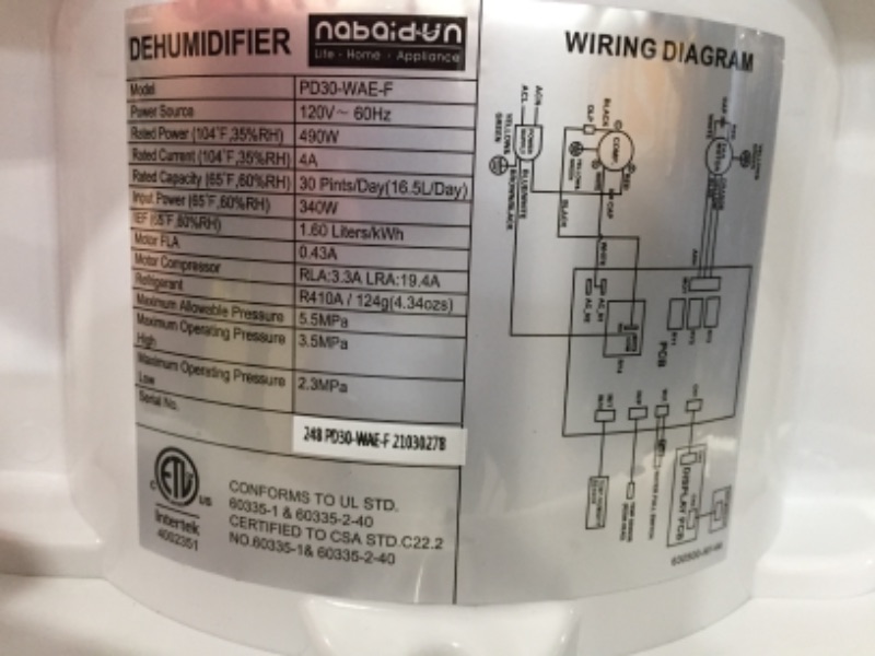 Photo 3 of **POWERS ON THEN SHUTS OFF** Dehumidifier- 50 Pints 3000Sq. Ft Dehumidifiers with WiFi APP Remote Control Universal Wheels Damp Rid Moisture Absorber for Home Basement Bedroom Business Closet Garage Living Rooms (30Pint 2019 DOE)
