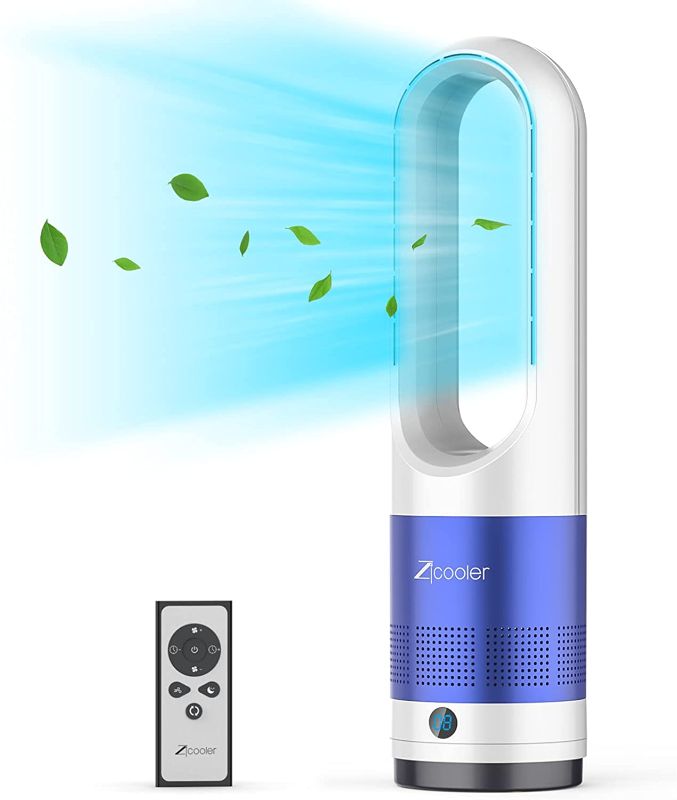 Photo 1 of Tower Fan, ZICOOLER 22" Oscillating Tower Fan with Remote, Quiet Cooling, LED Display with Auto Off, 8 Speeds, 8H Timer, Easy Clean, Space-Saving, Portable Bladeless Fan for Bedroom, Kitchen, Office
