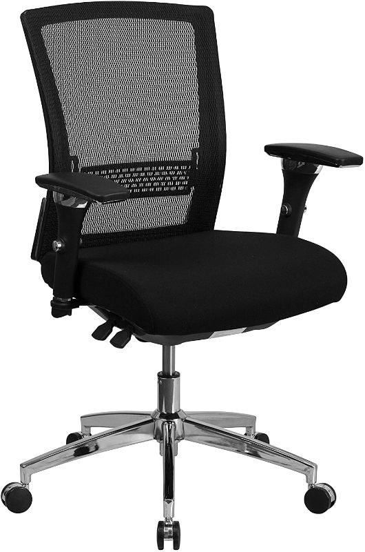 Photo 1 of Flash Furniture HERCULES Series 24/7 Intensive Use 300 lb. Rated Black Mesh Multifunction Ergonomic Office Chair with Seat Slider