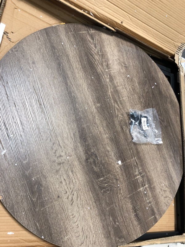 Photo 1 of **Minor Damage* MISSING HARDWARE* Household Essentials Grey Top Black Frame Ashwood Round Coffee Table, 31.5 x 31.5
