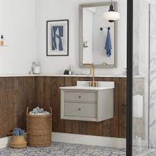 Photo 1 of **MINOR DAMAGE* MISSING PARTS*  Dorel Living Tribecca 24 Inch Floating Wall Mounted Bathroom Vanity with Sink, Gray
