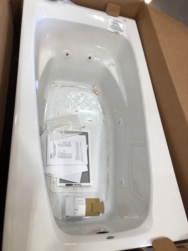 Photo 2 of **MINOR DAMAGE** American Standard
EverClean 60 in. Acrylic Left Drain Rectangular Alcove Whirlpool Bathtub in White