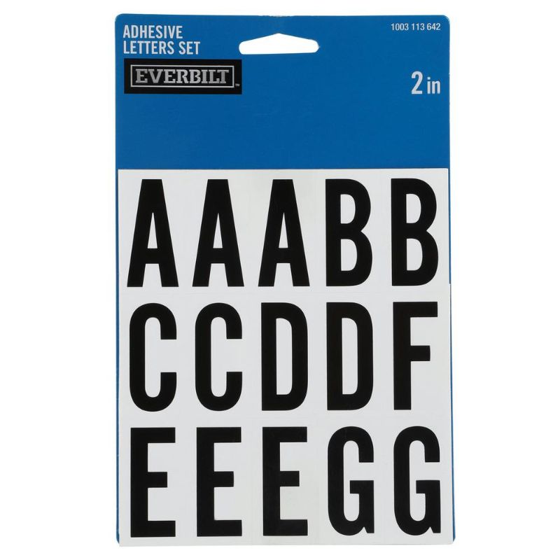 Photo 1 of ***SET OF 12** Everbilt 2 in. Self-Adhesive Vinyl Letter Set, Black and White
