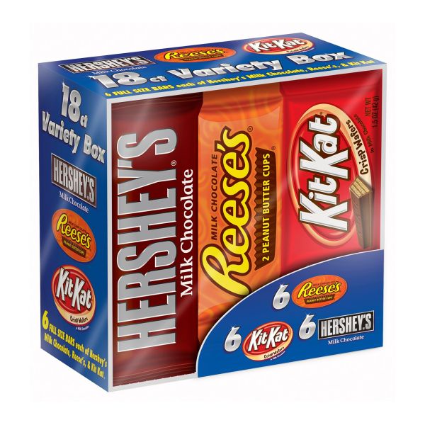 Photo 1 of ***DATE 01/2023** HERSHEY'S Chocolate Candy Bar Variety Pack (Hershey's, Reese's, Kit Kat) 18 Count
