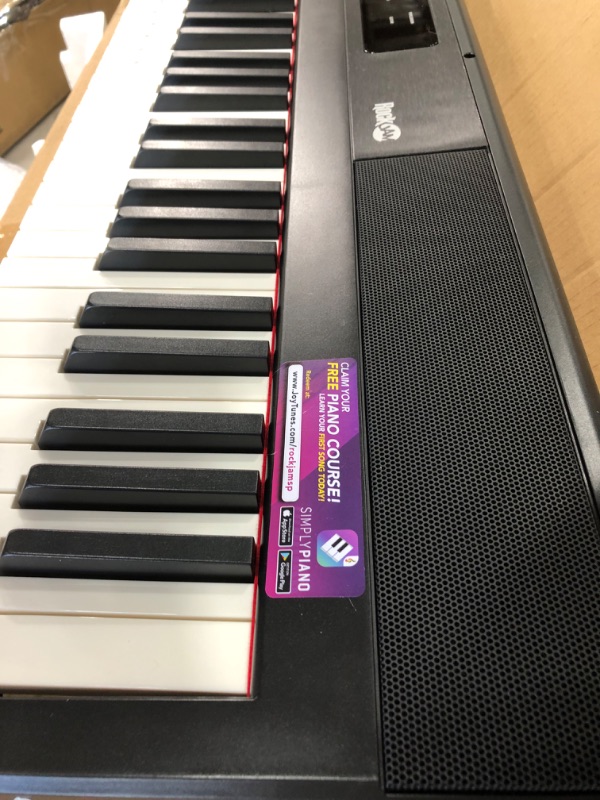 Photo 2 of RockJam 88-Key Beginner Digital Piano with Full-Size Semi-Weighted Keys, Power Supply, Simply Piano App Content & Key Note Stickers, Black
