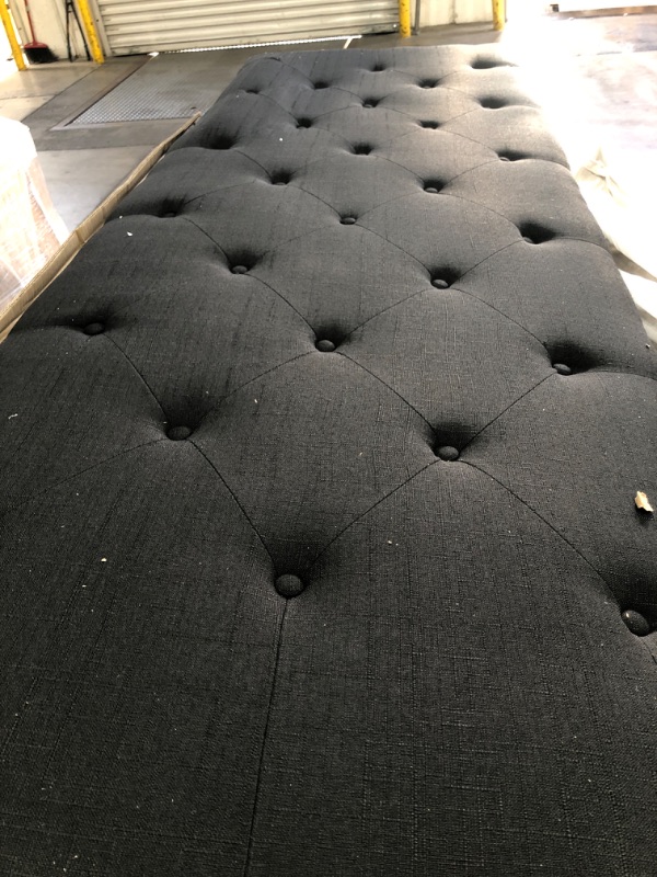 Photo 4 of **Minor Damage** Home Life Premiere Classics Cloth Black Linen 51" Tall Headboard Platform Bed with Slats King - Complete Bed 5 Year Warranty Included 007
