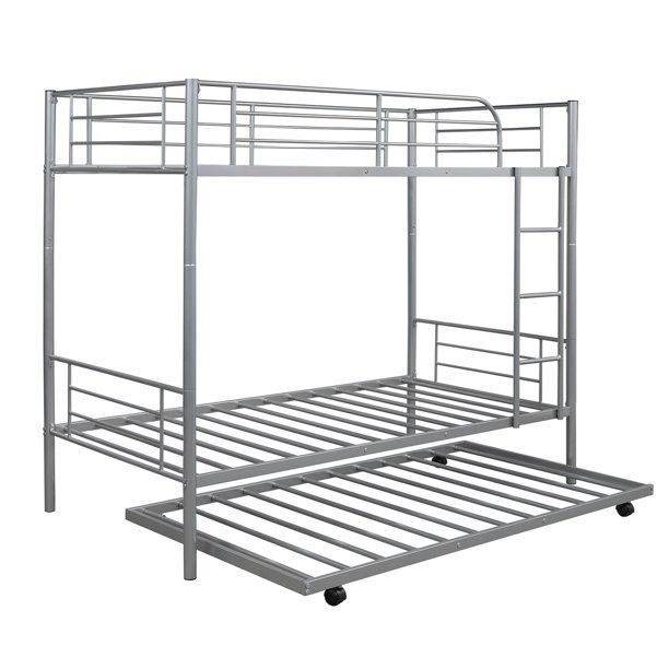 Photo 1 of **LIGHT WARE**MISSING PARTS** Twin-Over-Twin Metal Bunk Bed With Trundle,Can be Divided into two beds,No Box Spring needed ,

