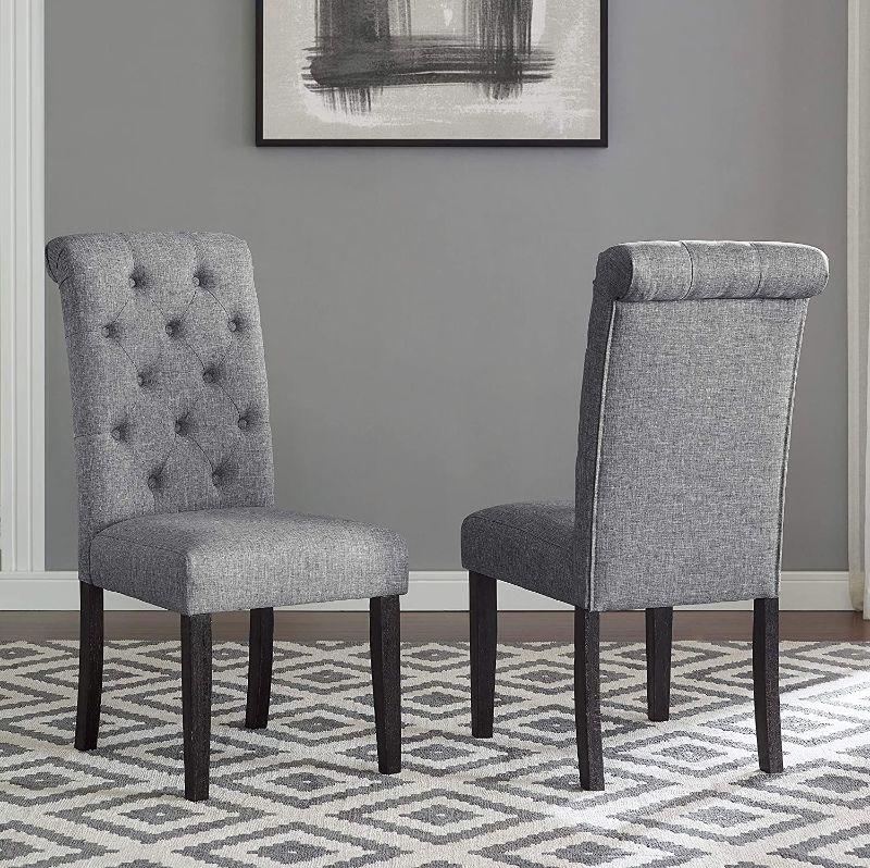 Photo 1 of  Leviton Solid Wood Tufted Dining Chair, Set of 2, Gray