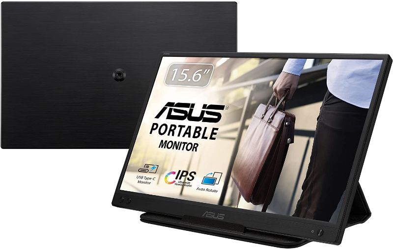 Photo 1 of ASUS ZenScreen 15.6” 1080P Portable USB Monitor (MB166C) - Full HD, IPS, USB Type-C, USB-Powered, Flicker Free, Blue Light Filter, Tripod Mountable, Anti-Glare Surface, Protective Sleeve