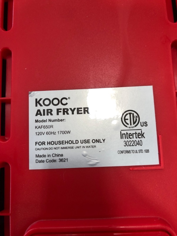 Photo 4 of KOOC XL Large Air Fryer, 6.5 Quart Electric Air Fryer Oven