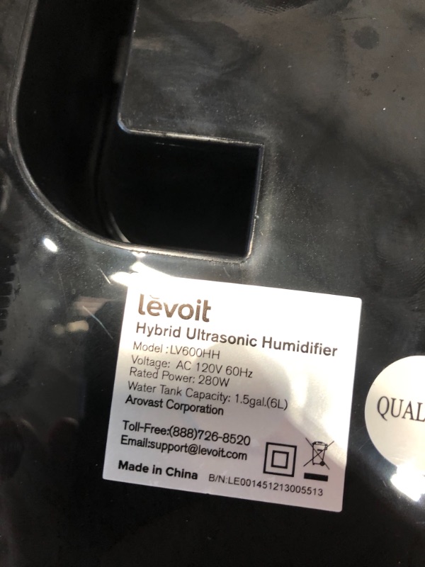 Photo 3 of LEVOIT Humidifiers for Large Room Bedroom (6L), Warm and Cool Mist Ultrasonic Air Vaporizer for Home Whole House Babies, Customized Humidity, Remote Control, Whisper-Quiet, Black