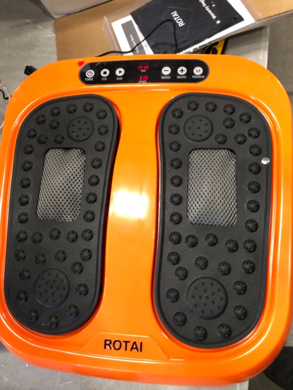 Photo 2 of ROTAI Vibration Foot Massager Multi Relaxations and Pain Relief Rotating Acupressure Electric Foot Circulation Device with Remote Control Orange