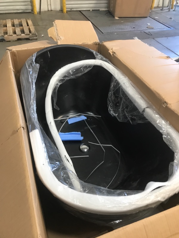 Photo 2 of AKDY Freestanding Bathtub 28.7-in W x 53.9-in L Matte Black Acrylic Oval Center Drain Freestanding Soaking Bathtub
