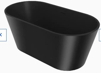 Photo 1 of AKDY Freestanding Bathtub 28.7-in W x 53.9-in L Matte Black Acrylic Oval Center Drain Freestanding Soaking Bathtub
