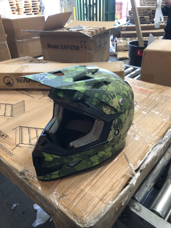 Photo 2 of ***MISSING GOGGLES*** GLX Unisex-Child GX623 DOT Kids Youth ATV Off-Road Dirt Bike Motocross Helmet Gear Combo Gloves Goggles for Boys & Girls (Camouflage, X-Large)
