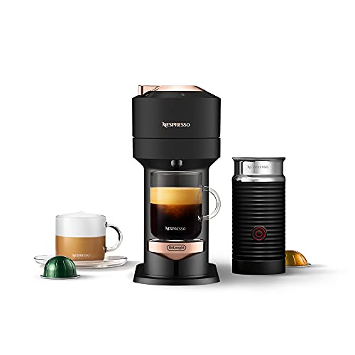 Photo 1 of Nespresso Vertuo Next Coffee and Espresso Maker by De'Longhi, Deluxe Matte Black Rose Gold with Aeroccino Milk Frother
