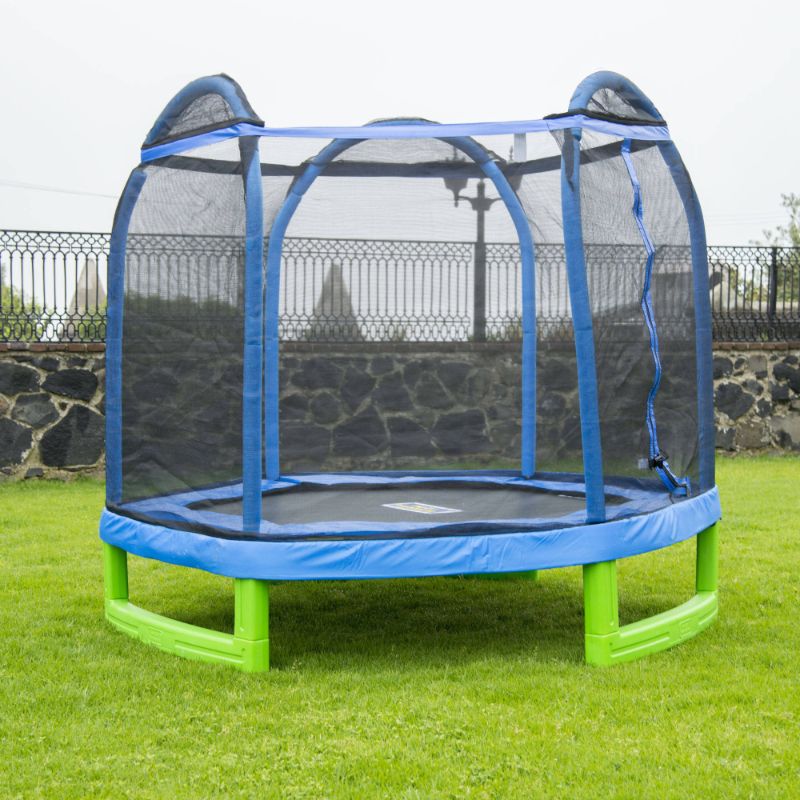 Photo 1 of ***HARDWARE LOOSE IN BOX *** Bounce Pro 7-Foot My First Trampoline Hexagon (Ages 3-10) for Kids, Blue/Green
