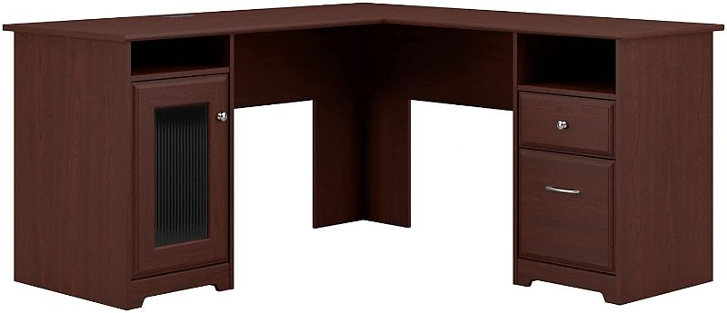 Photo 1 of **BOX 2 OF 2**Bush Furniture Cabot L Shaped Computer Desk in Harvest Cherry