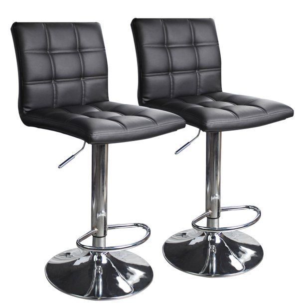 Photo 1 of **READ BELOW**Modern Square PU Leather Adjustable Swivel Bar Stools with Back,Set of 2,Black
