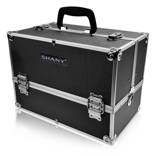 Photo 1 of SHANY Essential Pro Makeup Train Case with Shoulder Strap and Locks - Jet black