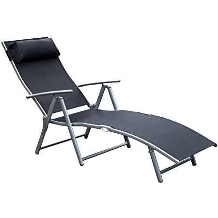 Photo 1 of  Steel Fabric Outdoor Folding Chaise Lounge Chair Recliner with Portable Design & Adjustable Backrest - Grey 2-PIECES 