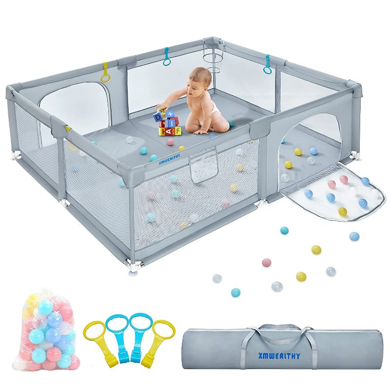 Photo 1 of Baby Playpen Extra Large Playpen for Babies and Toddlers with Gate Safety Play Yards Kids Play Area Indoor & Outdoor