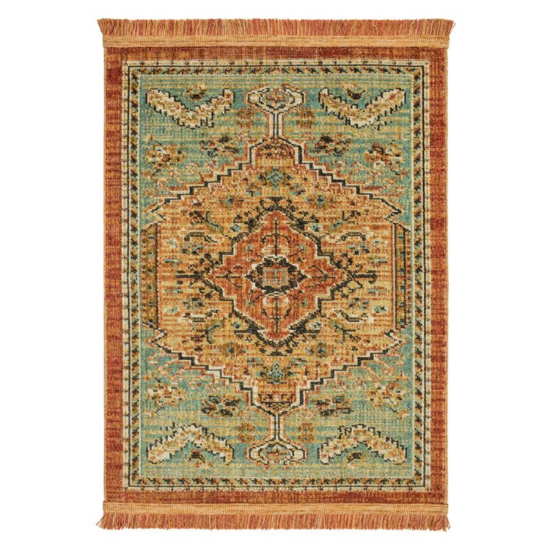 Photo 1 of 10'x12' Floral Woven Area Rug Green/Red - Threshold
