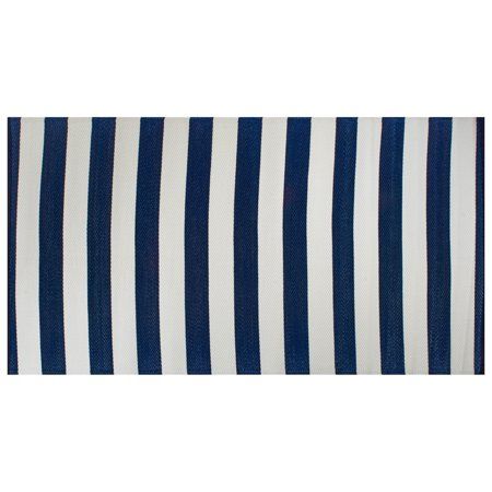 Photo 1 of DII 4x6' Modern Style Plastic Multi Stripe Outdoor Rug in Navy/White
