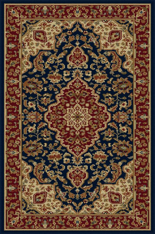 Photo 1 of 2x3 Sensation Oriental Blue Border Medallion 4787 Door Mat Area Rug -Aprx 2'x3'
