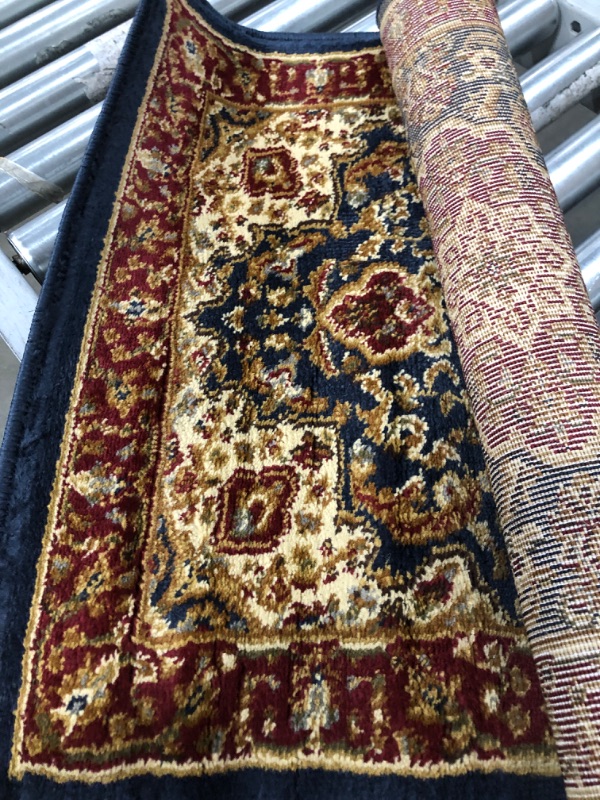 Photo 1 of 2x3 Sensation Oriental Blue Border Medallion 4787 Door Mat Area Rug -Aprx 2'x3'

