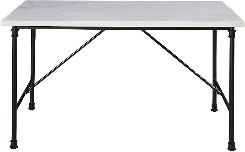 Photo 1 of   White Marble Top Rectangular Dining Table, 124X81X5.5