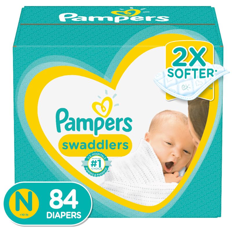 Photo 1 of Pampers Swaddlers Newborn Diapers, Soft and Absorbent, Size N, 84 Ct
