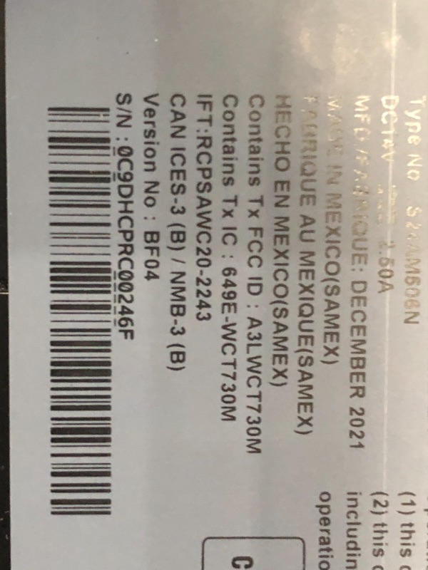 Photo 1 of OPENED
SAMSUNG M5 Series 24-Inch FHD 1080p Smart Monitor & Streaming TV (Tuner-Free), Netflix, HBO, Prime Video, & More, Apple Airplay, Built-in Speakers, Remote Included (LS24AM506NNXZA)
MISSING STAND