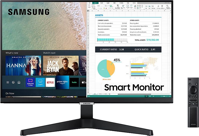 Photo 1 of OPENED
SAMSUNG M5 Series 24-Inch FHD 1080p Smart Monitor & Streaming TV (Tuner-Free), Netflix, HBO, Prime Video, & More, Apple Airplay, Built-in Speakers, Remote Included (LS24AM506NNXZA)
MISSING STAND
