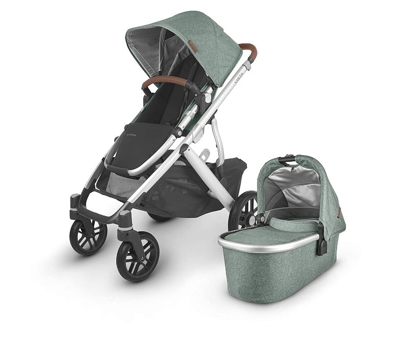 Photo 1 of **MISSING PARTS** UPPAbaby VISTA V2 Stroller - EMMETT (green melange/silver/saddle leather)
