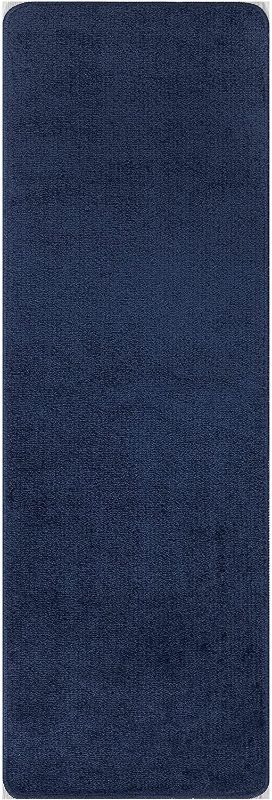 Photo 1 of 26in x 72 Ottomanson Softy Collection Solid Rubberback Kitchen/Bath Runner Rug,  Navy Blue
