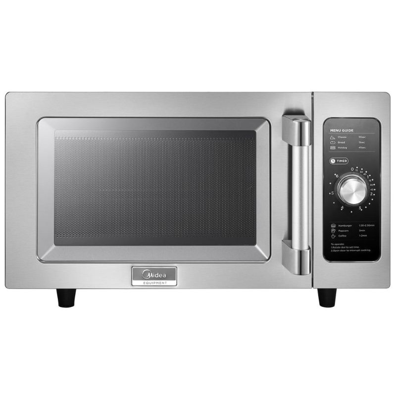 Photo 1 of Midea 0.9 Cu. Ft. 1000-Watt Commercial Countertop Microwave Oven in Stainless Steel, Silver
