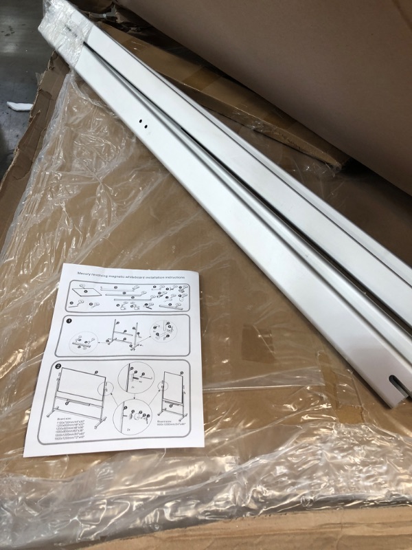 Photo 3 of VIZ-PRO Double-Sided Magnetic Mobile Whiteboard, 48 x 32 Inches, Aluminium Frame and Stand
