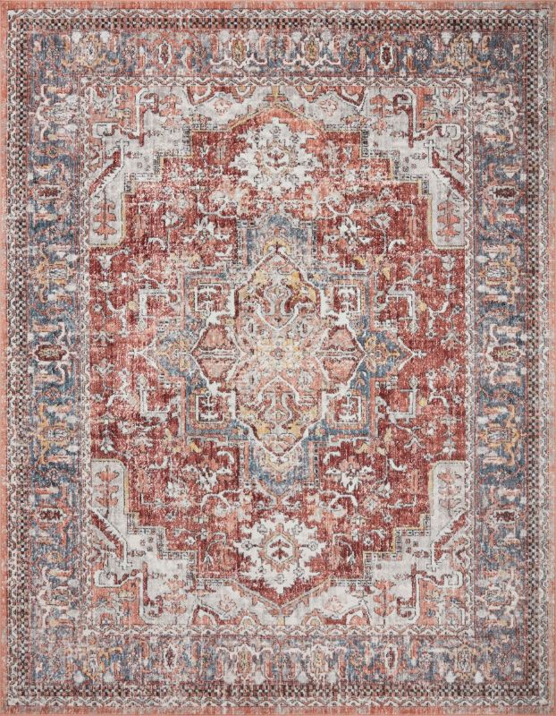 Photo 1 of 5 Ft. 3 in. X 7 Ft. 9 in. Cassandra Power Loomed Traditional Rectangle Area Rug, Rust & Multi Color