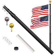 Photo 1 of 30ft Telescopic Flag Pole Kit, Adjustable Heavy Duty Aluminum In Ground Black