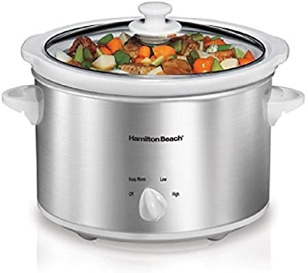 Photo 1 of Hamilton Beach 4-Quart Slow Cooker with Dishwasher-Safe Stoneware Crock & Lid, Stainless Steel (33140V)